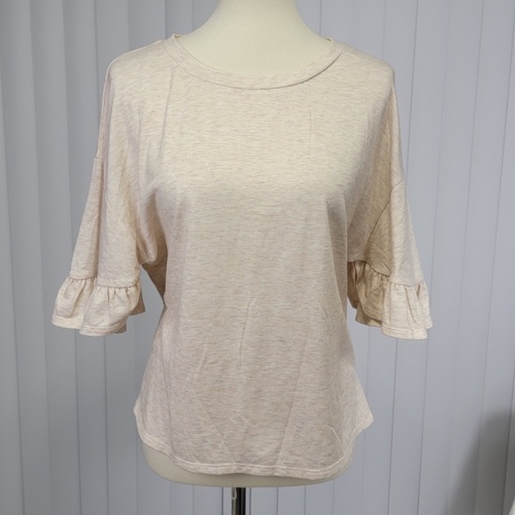 Lauren Conrad soft blue floral & heather tan tops bundle - Picture 3 of 6